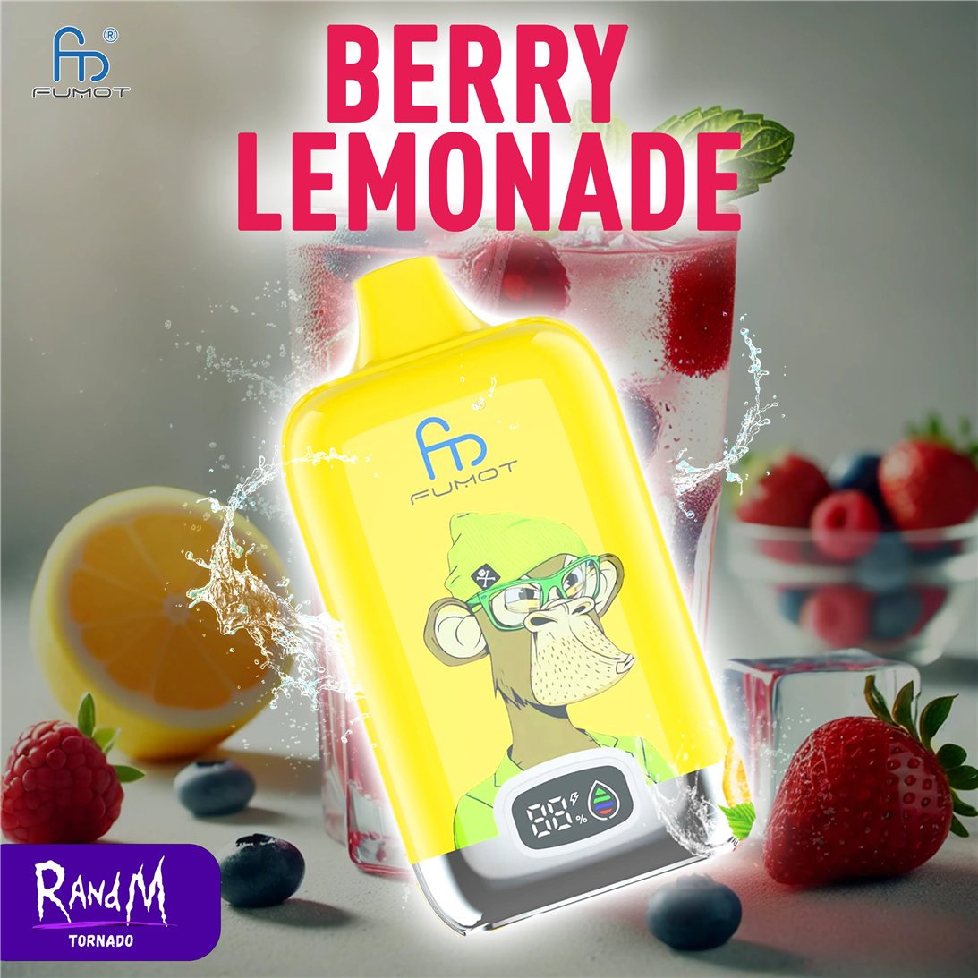 Berry Lemonade TORNADO RandM Vape 12000 DIGITAL BOX