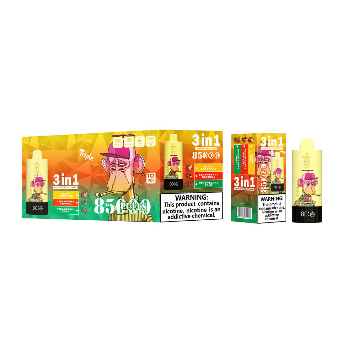 berry lemonade - strawberry red bull - strawberry pomp bang king triple 85k