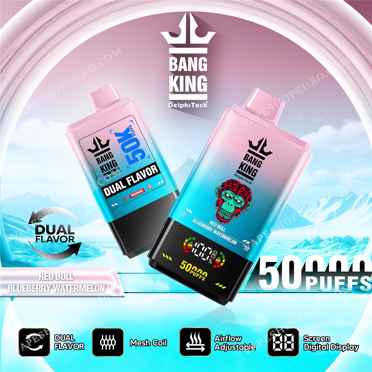Red Bull Blueberry Watermelon Bang King 50000 Vape Vsedehhbk50000