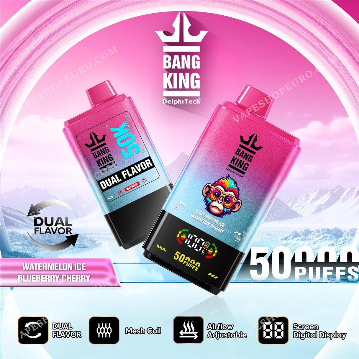Watermelon Blueberry Cherry Bang King 50000 Vape Vsedehhbk50000
