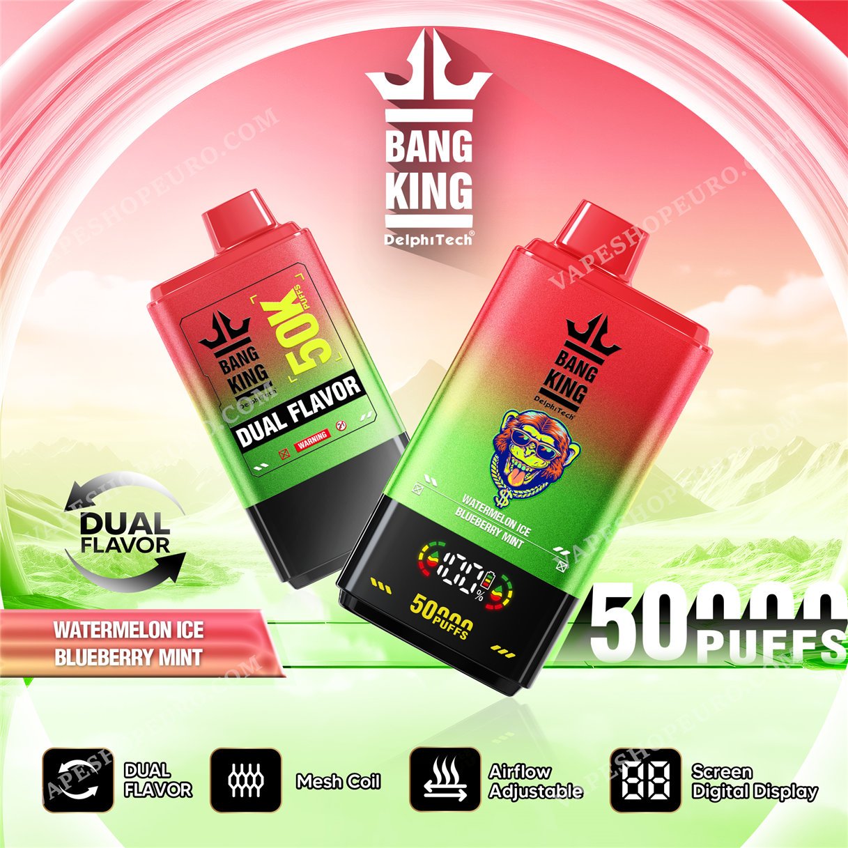 Watermelon Ice Blueberry Mint Bang King 50000 Vape Vsedehhbk50000