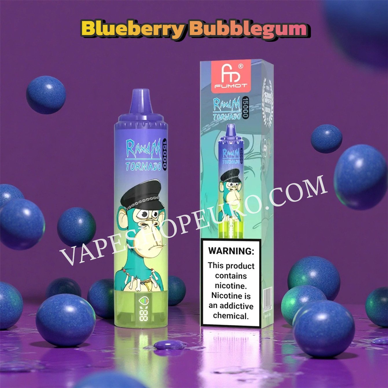 Blueberry Bubblegum 15k Fumot Randm Tornado 15000 Puff
